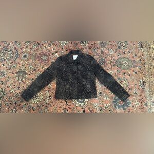 Nine West Black and Brown Leopard Print Jacket